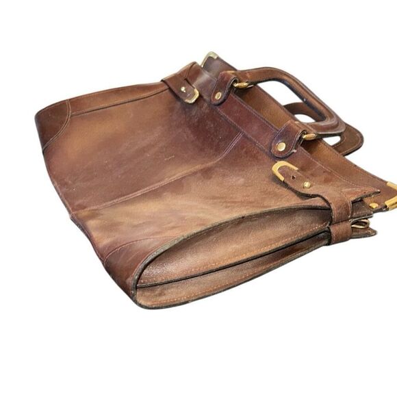 NWT Vintage HIT Briefcase Zip 3 pockets genuine leather brown - Picture 8 of 11